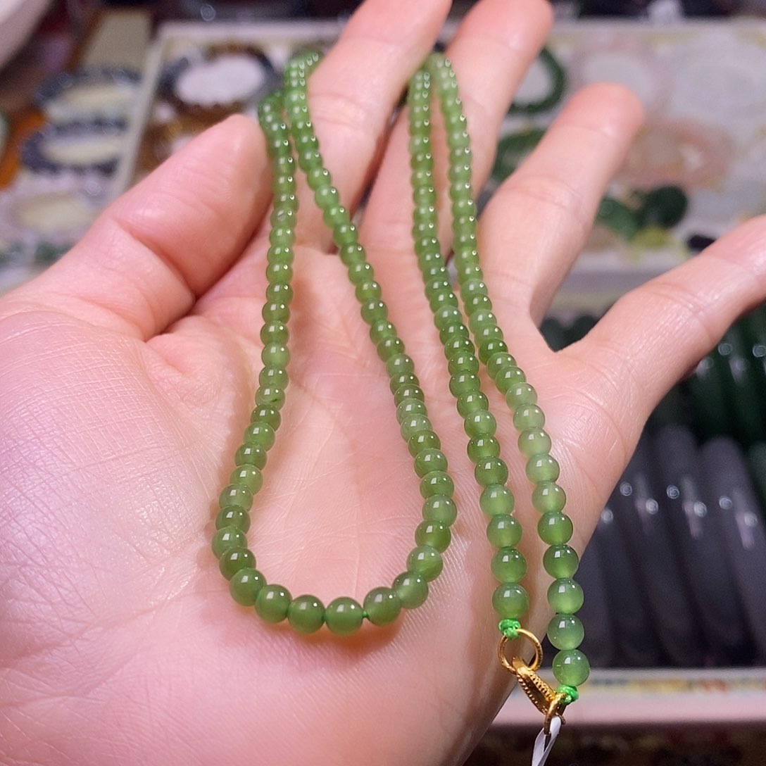 颈饰未镶嵌和田玉碧玉4mm小米珠
