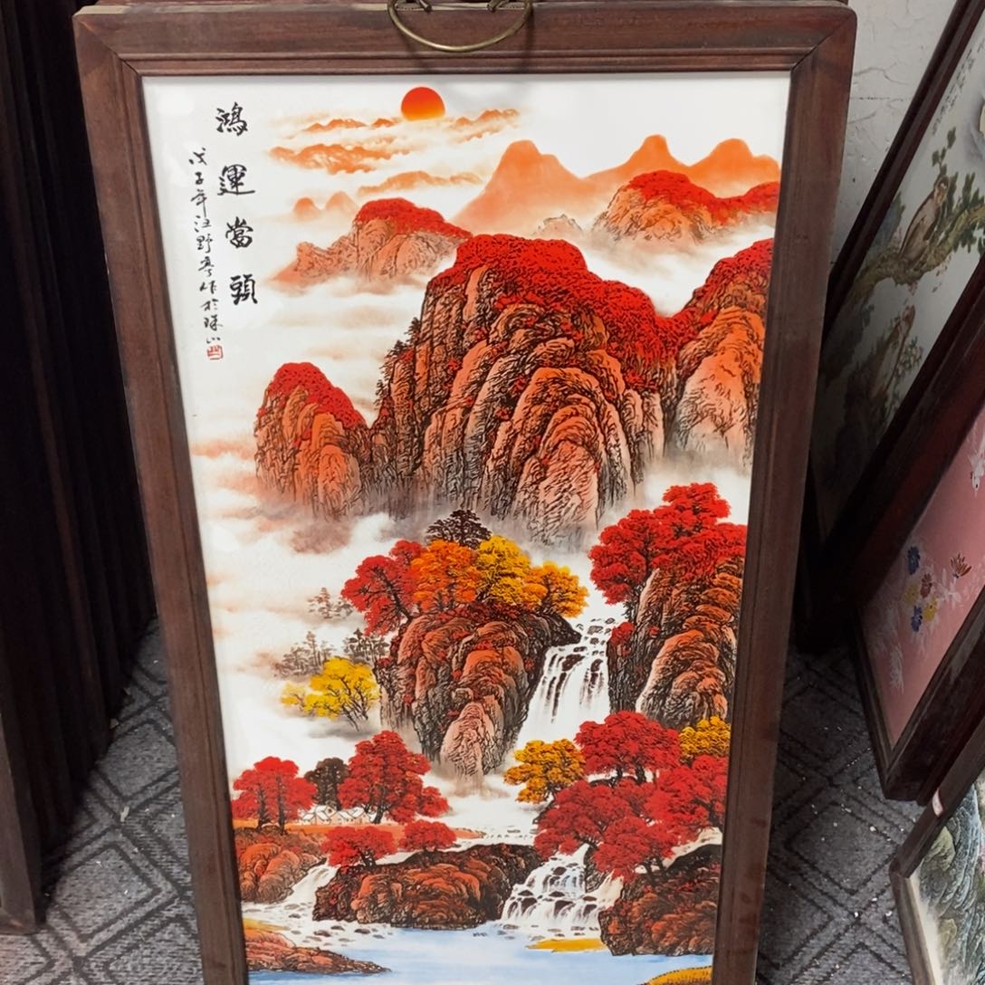 瓷片景德镇瓷板画柴窑烧制86*46