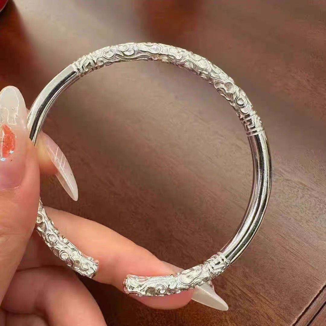 足银手镯 21号~亮面金箍棒手镯