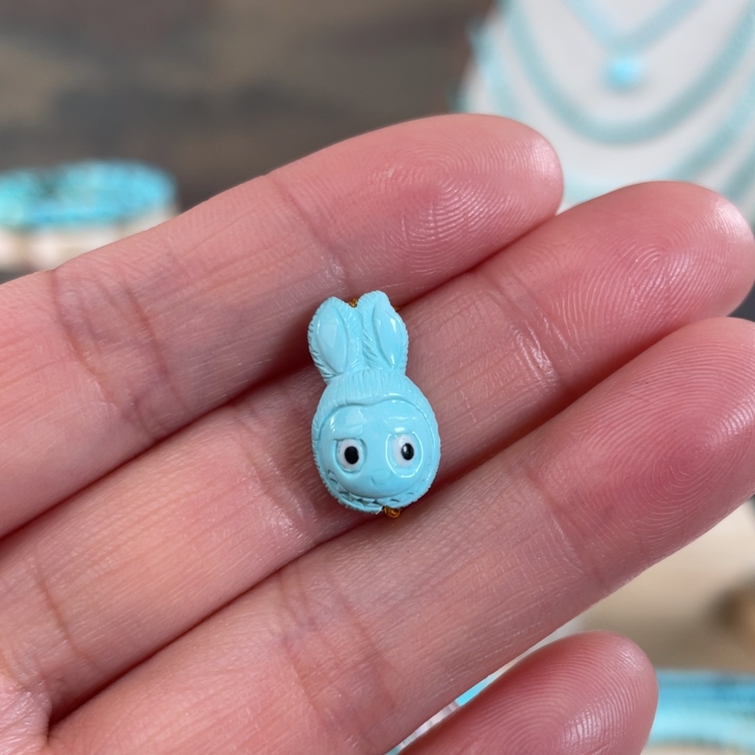绿松石未镶嵌套链奶蓝色拉布布