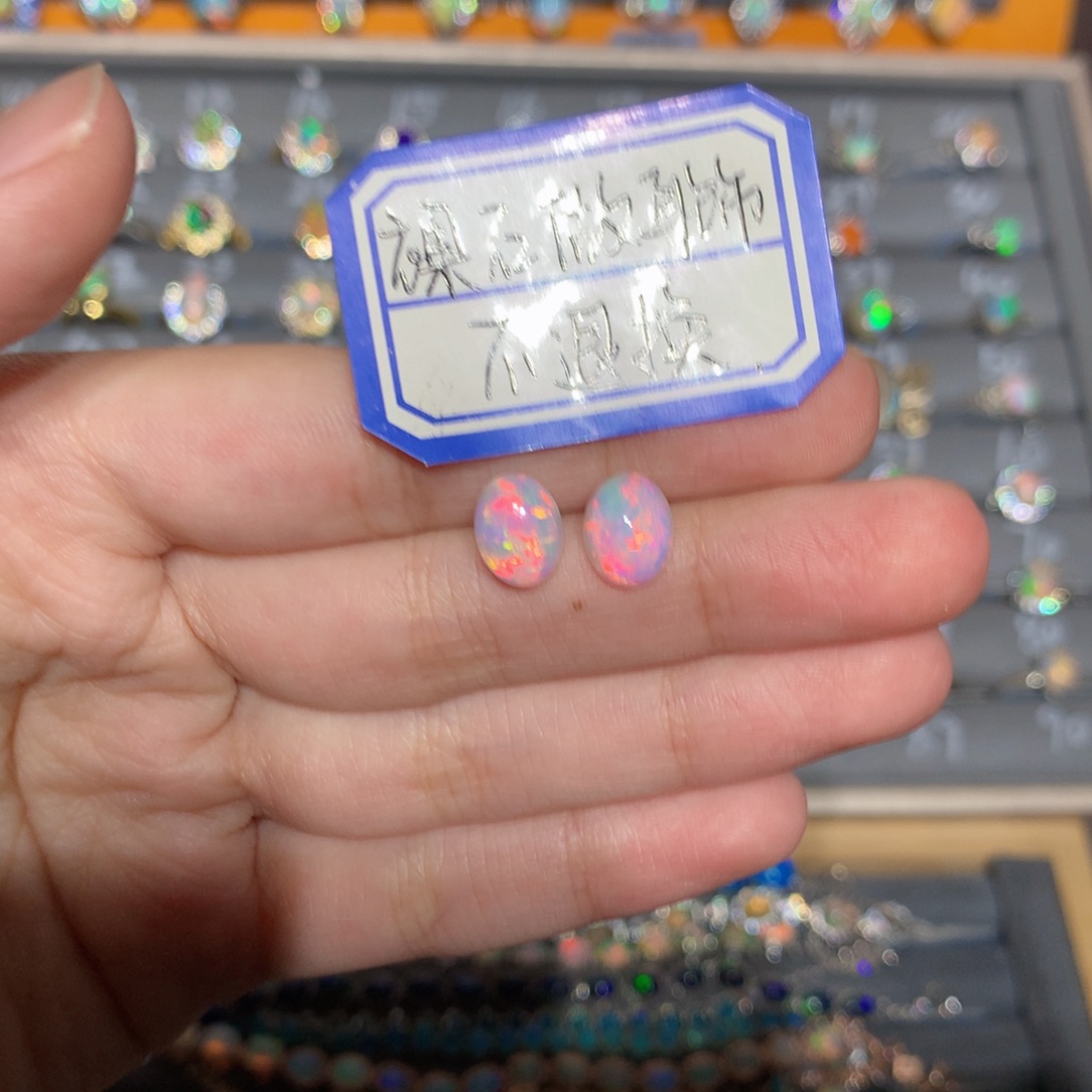 银S925镶嵌欧泊欧泊裸石做耳饰不退换y她***猫