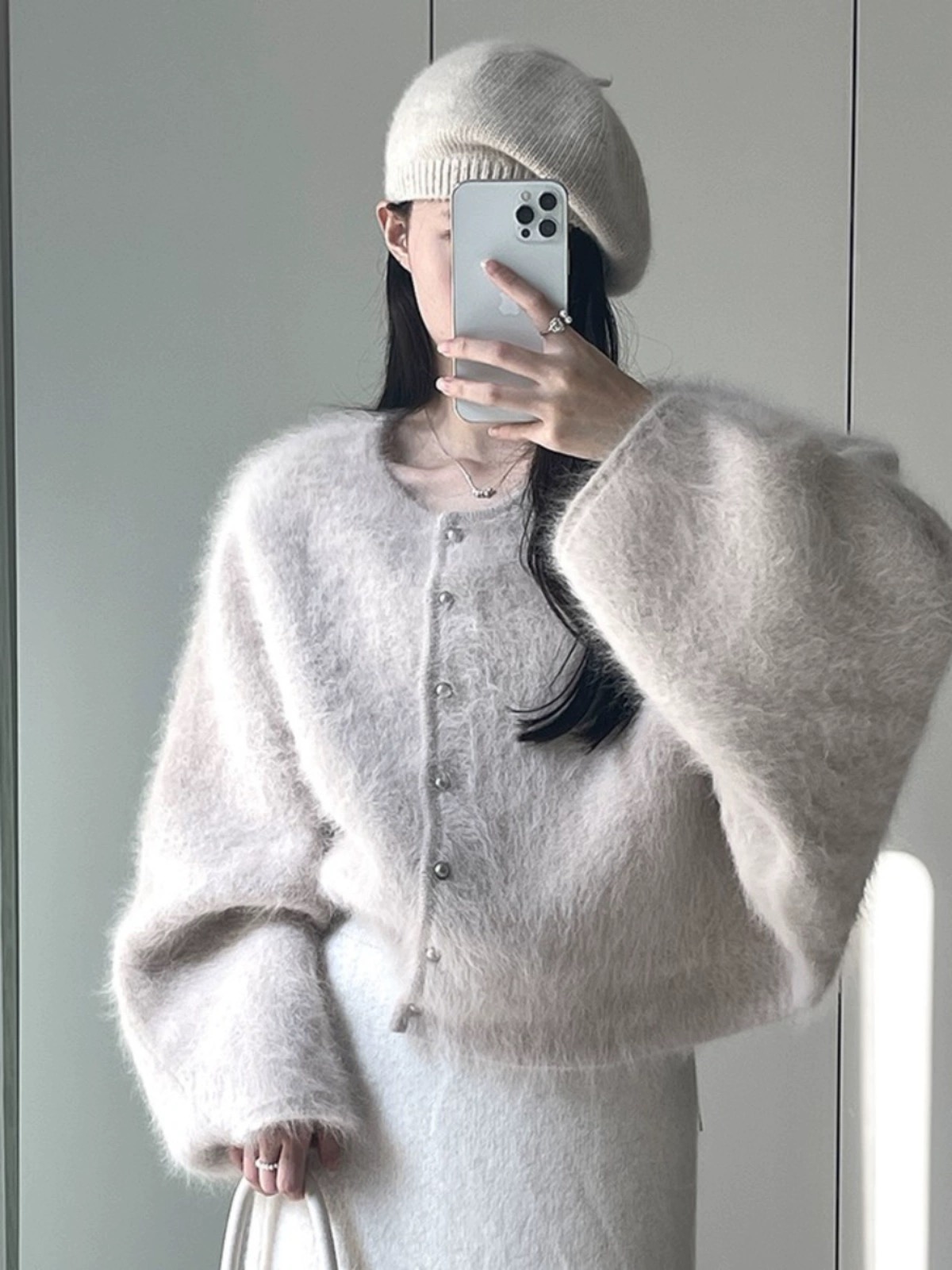 [A01-A050]秋冬时尚休闲洋气百搭韩版纯色真毛拉毛长袖针织上衣