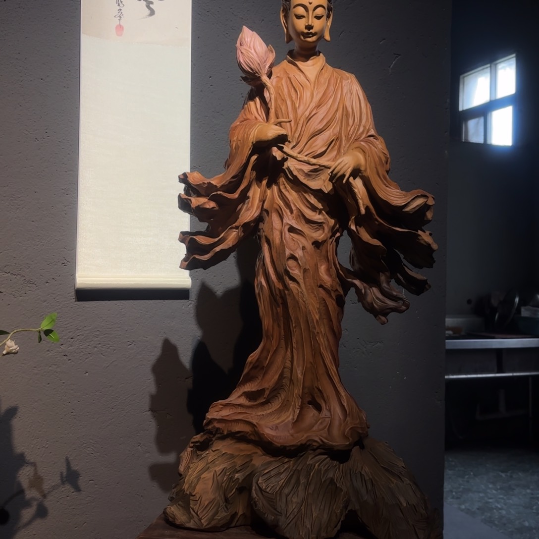 花梨木类✨****当一念一清心莲花北魏佛