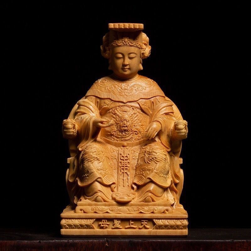家居装饰办公室客厅摆件家用工艺品手工天上圣母海神妈祖娘娘木雕