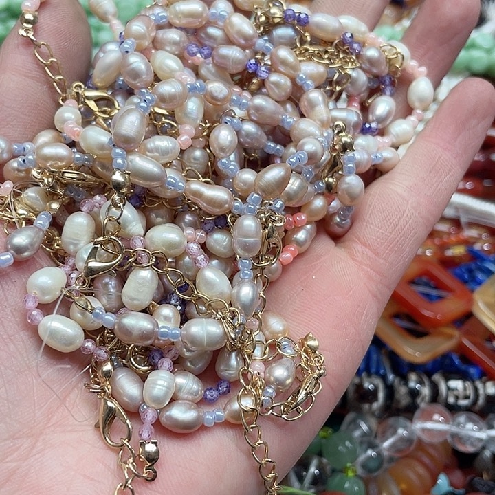 玛瑙/玉髓珠宝半成品未镶嵌一条天然珍珠手串