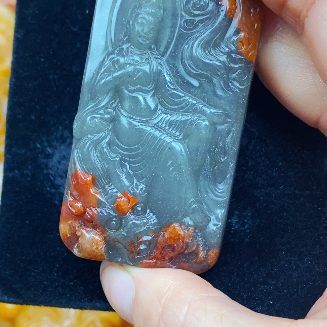 未镶嵌石英质玉（黄龙玉）吊坠(不含链)