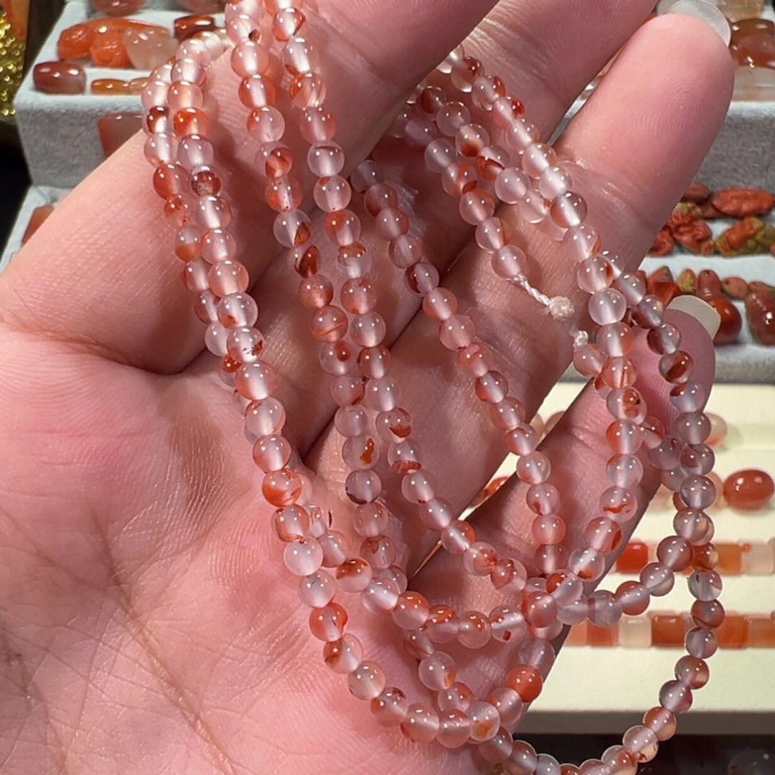 南红玛瑙川料未镶嵌3咪➕多圈手串