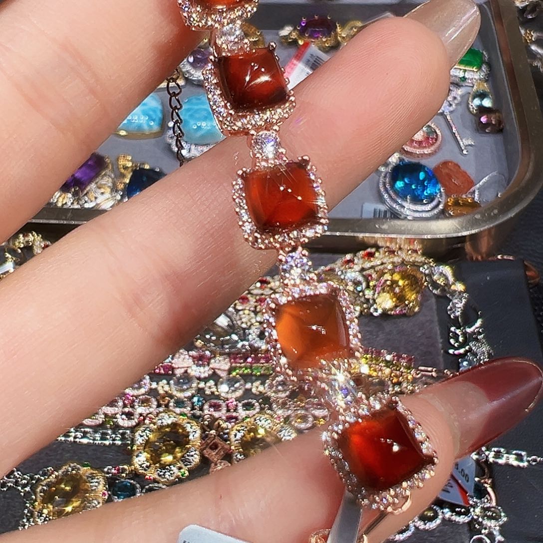 银S925镶嵌手链石榴石