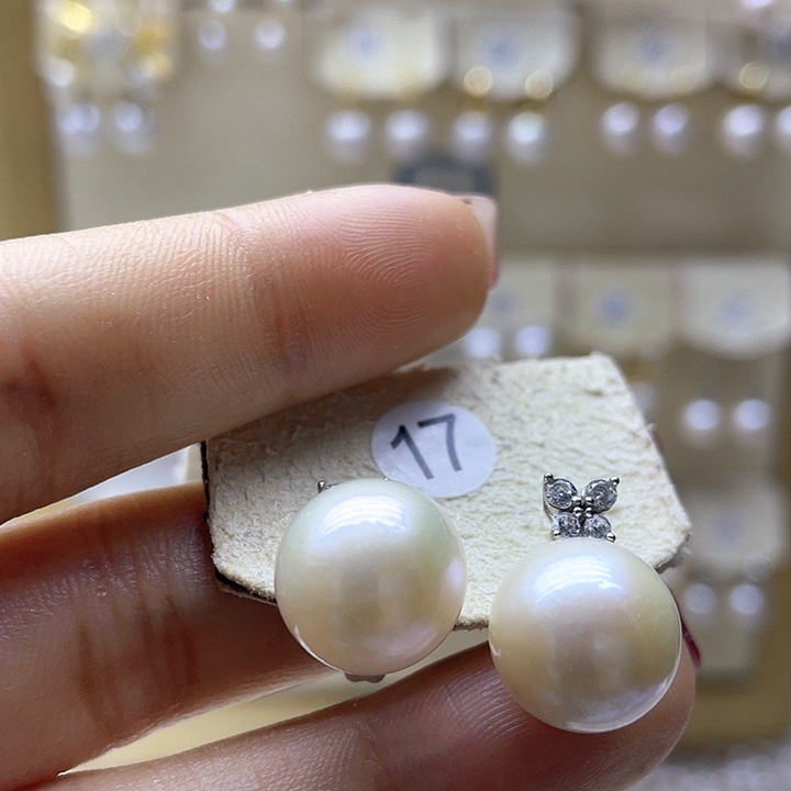 淡水珍珠耳饰银S925镶嵌