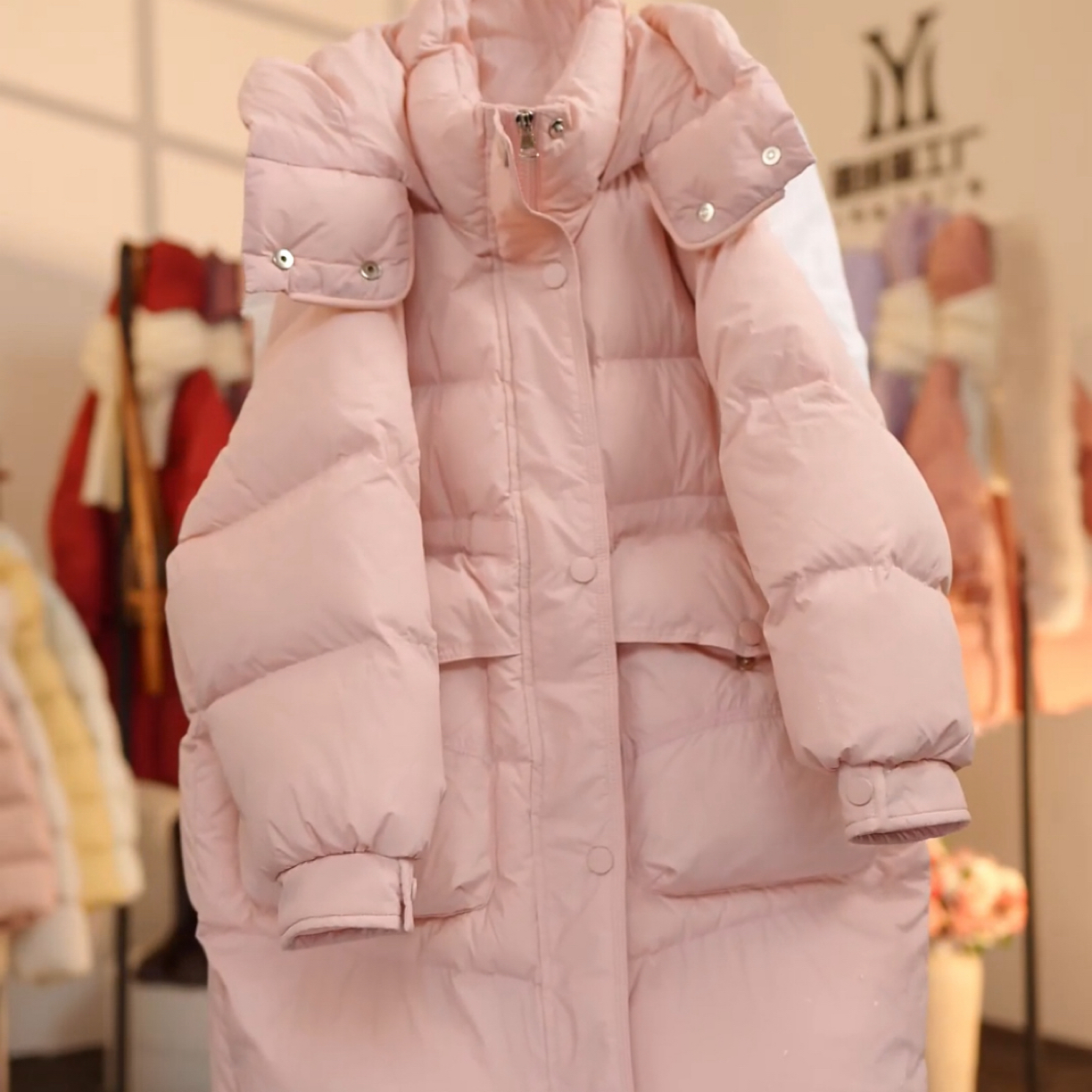 2025新款童装女童羽绒服长款冬季儿童加厚亲子装外套女孩洋气粉色