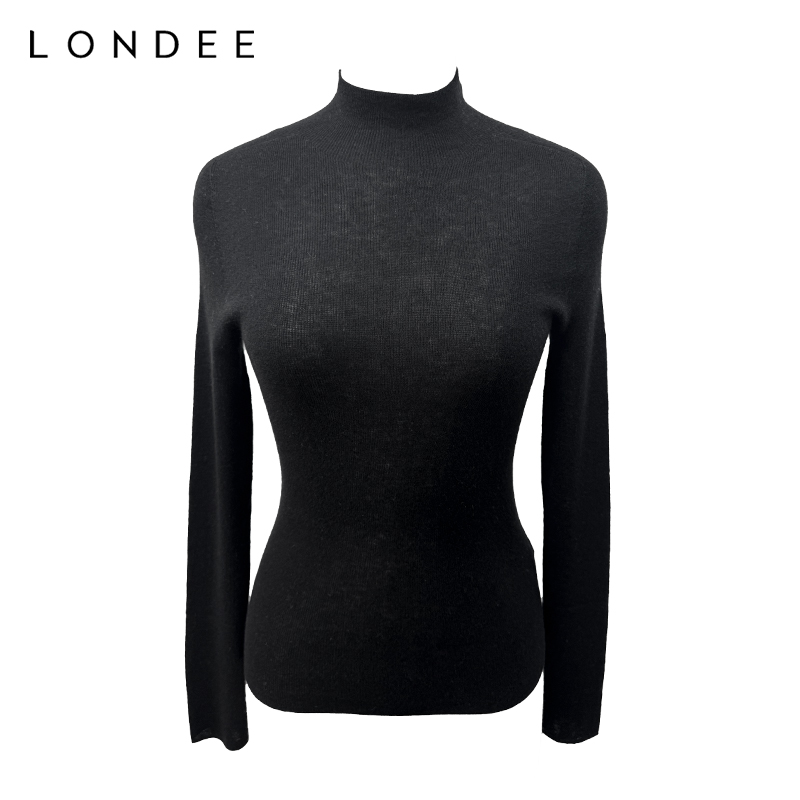 Londee/龙笛气质显瘦内搭长袖打底衫上衣百搭针织衫5T22592黑色