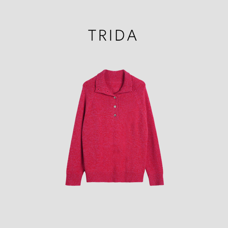 【轻糯随行】羊绒羊毛混纺显瘦减龄百搭休闲POLO领针织衫256633LDJ