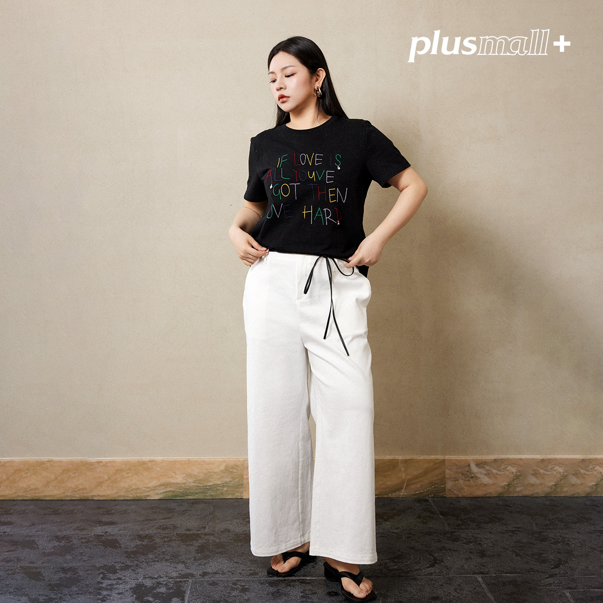 【折扣款】PLUSMALL 万搭奶油裤 梭织斜纹休闲风直筒裤PM2503058