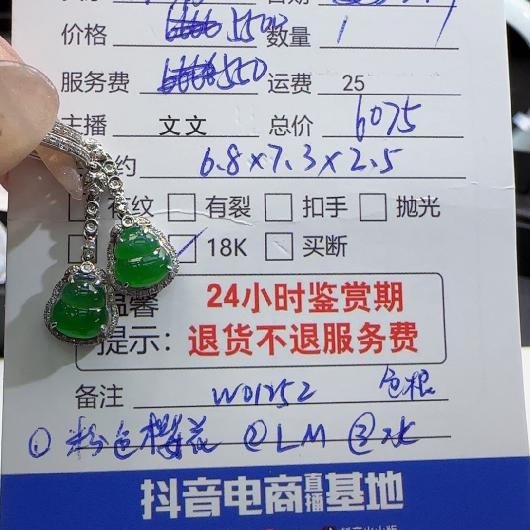 翡翠耳饰18K金镶嵌静*翡翠耳饰