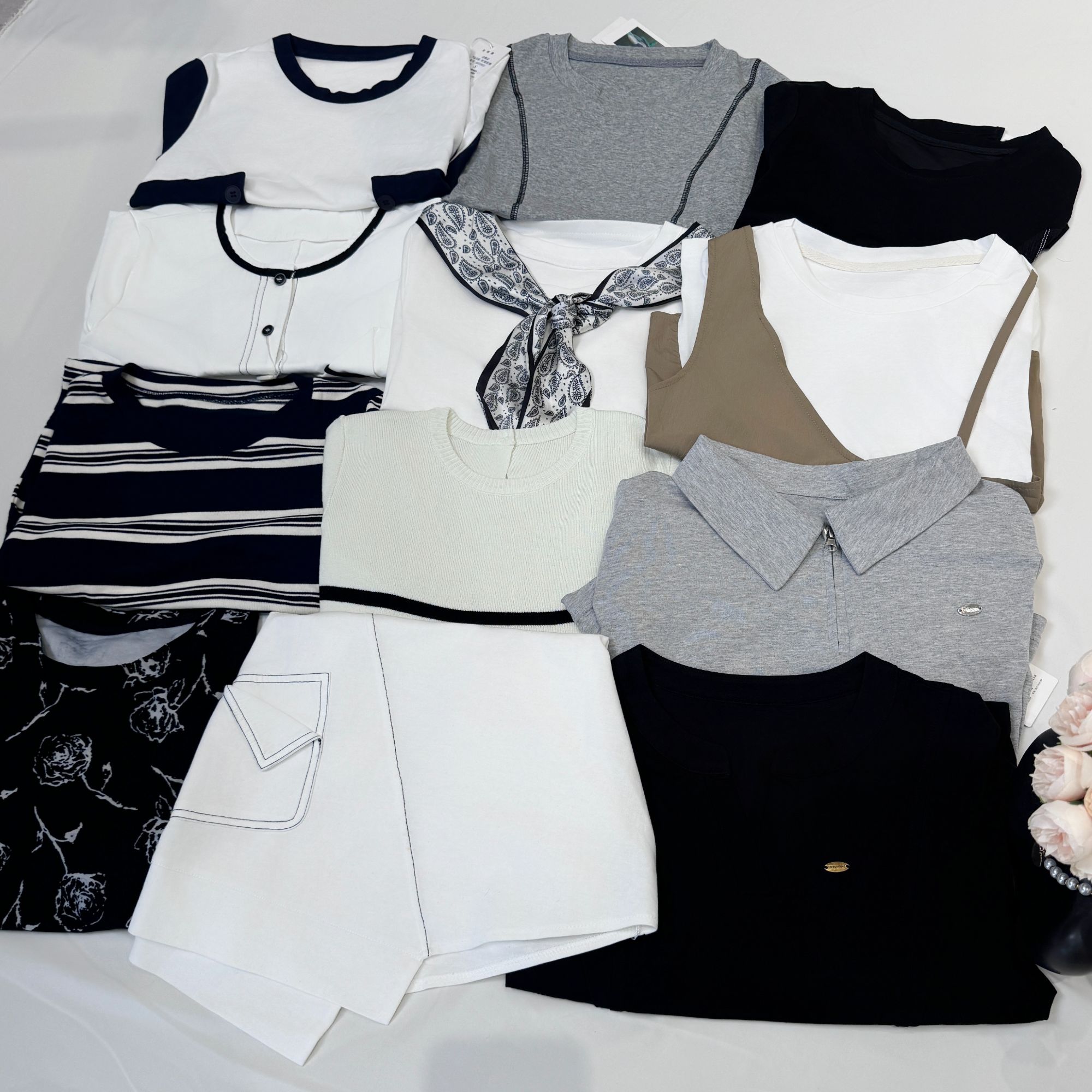 蔡小姐夏季新款短袖T恤大合集气质显瘦休闲百搭高腰短袖上衣2