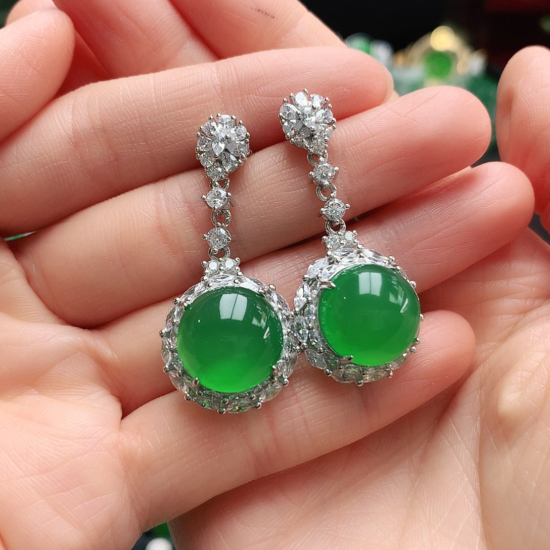 玛瑙/玉髓耳钉银S925镶嵌