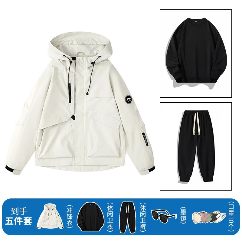 骆驼街户外冲锋外套春秋纯色工装款夹克男女同款防水保暖外套