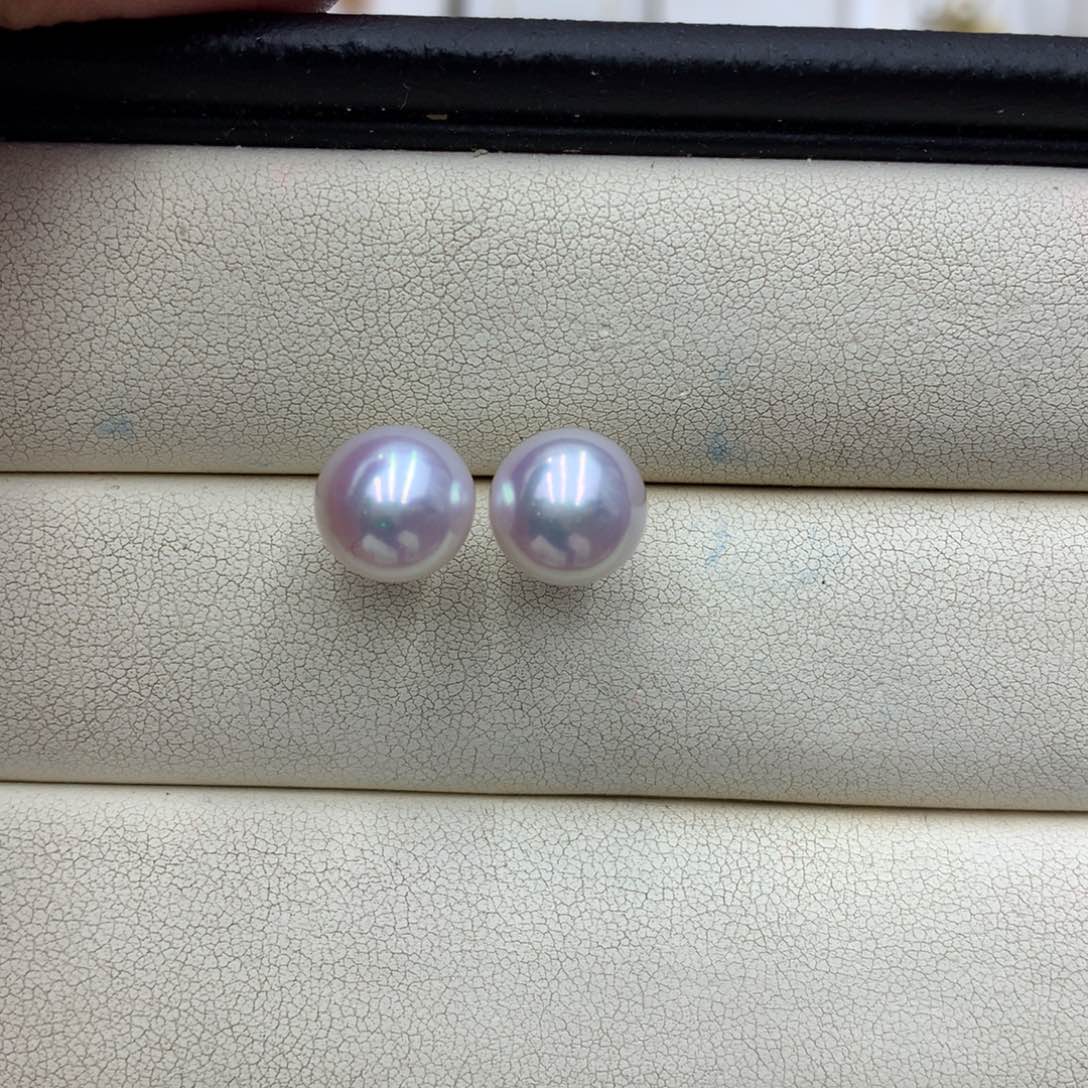 淡水珍珠耳饰18K金镶嵌丽*