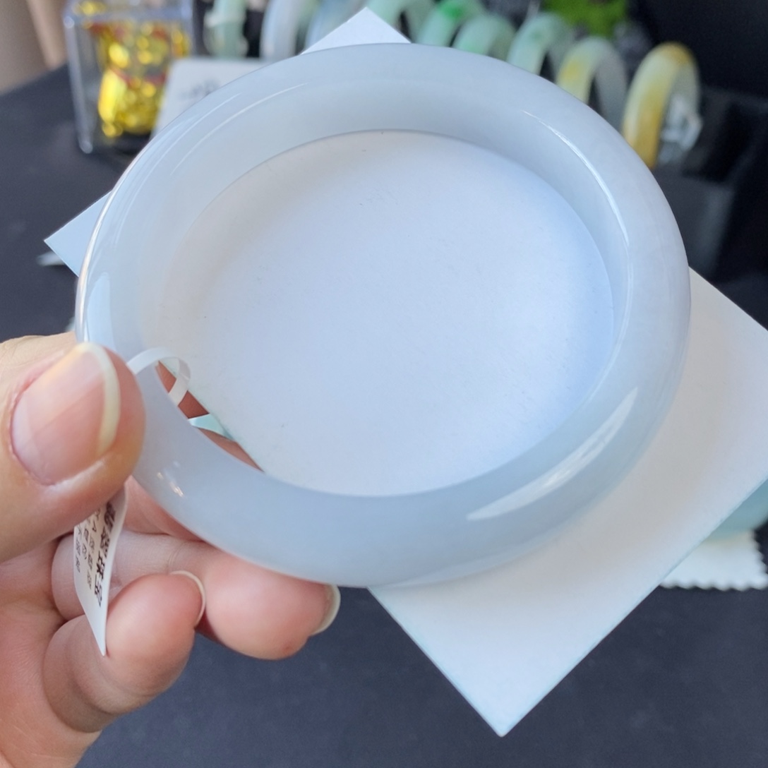 翡翠未镶嵌手镯白月光59