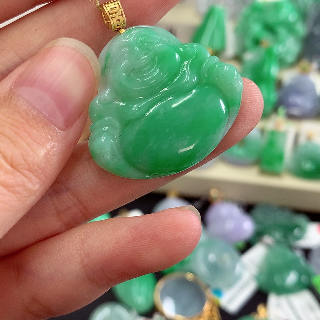翡翠18K金镶嵌吊坠(不含链)
