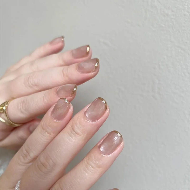 温柔千金高级爆闪显白法式猫眼蝴蝶纯手工指甲美甲气质穿戴新款