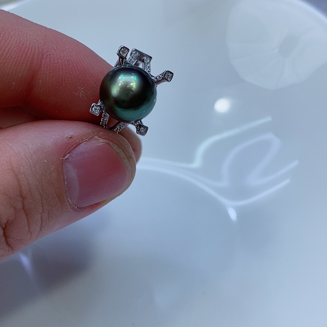 海水珍珠戒指银S925镶嵌