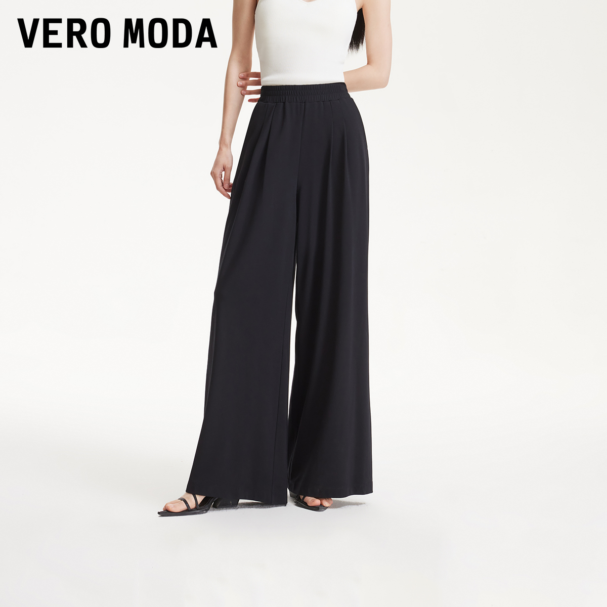 Vero Moda休闲裤女2025新垂坠感松紧腰宽松休闲裤旅游出街慵懒风