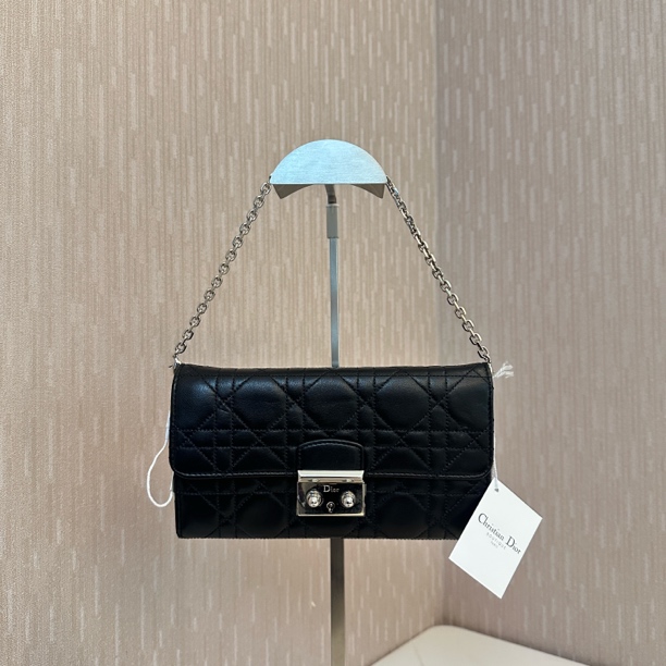 99新 DIOR/迪奥 一桃/迪奥 黑银woc麻将手提包