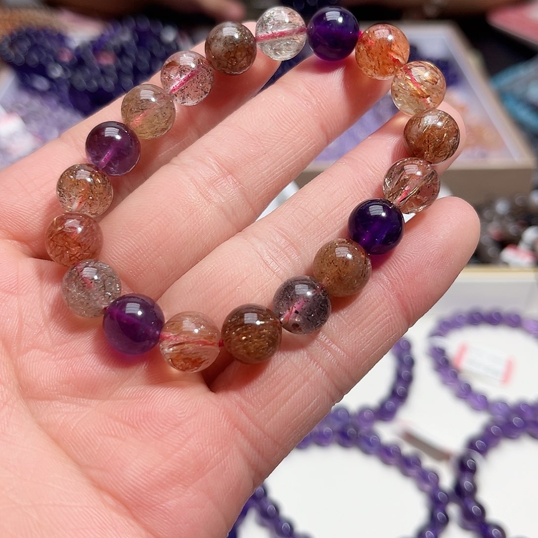 水晶手链未镶嵌黑金超七10mm