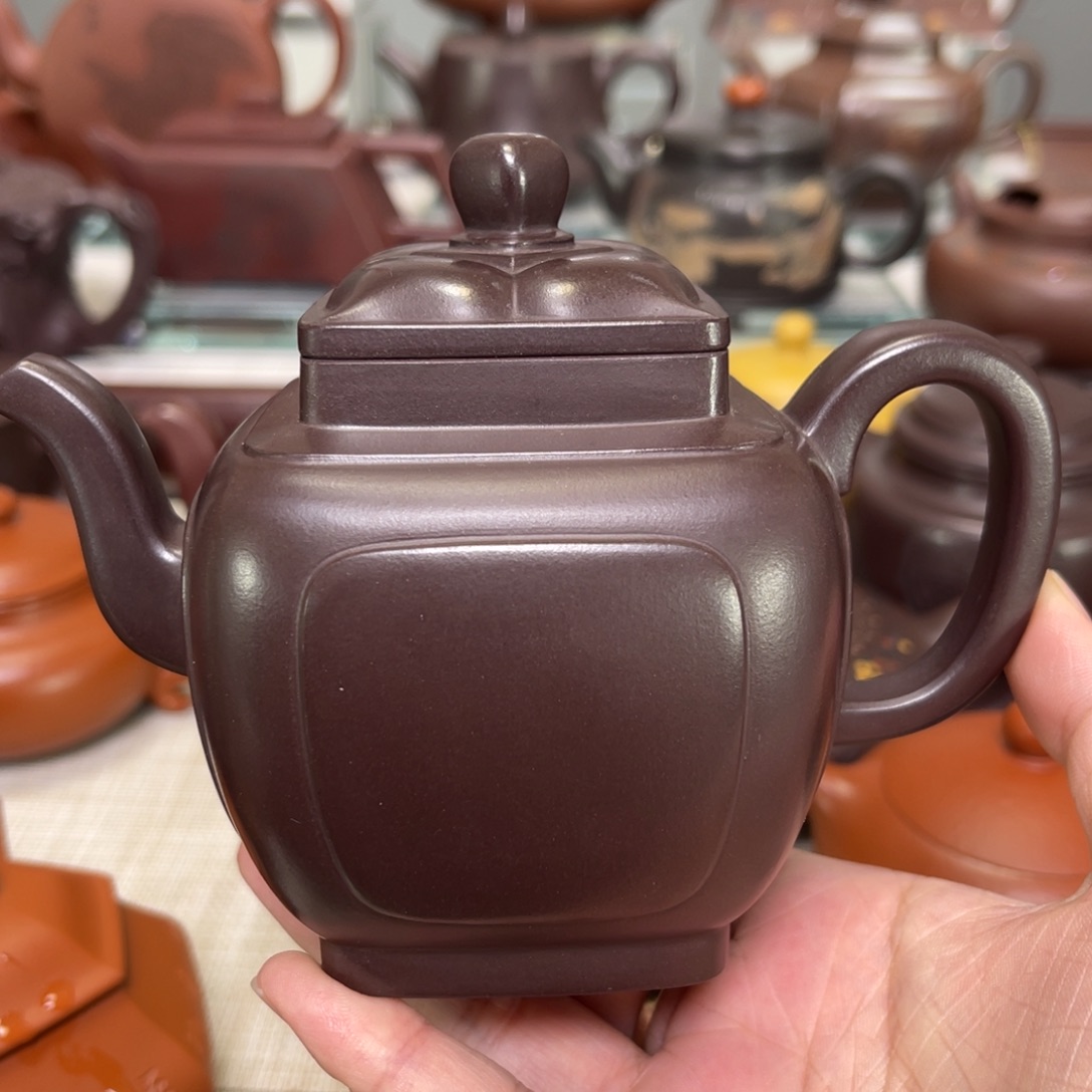 蟹***钱茶壶紫砂紫泥方器