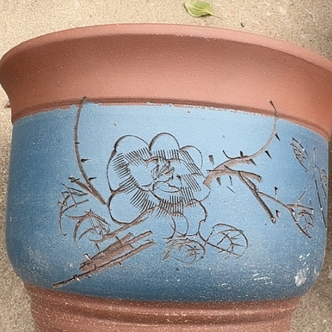 紫砂宜兴紫砂花盆蓝中