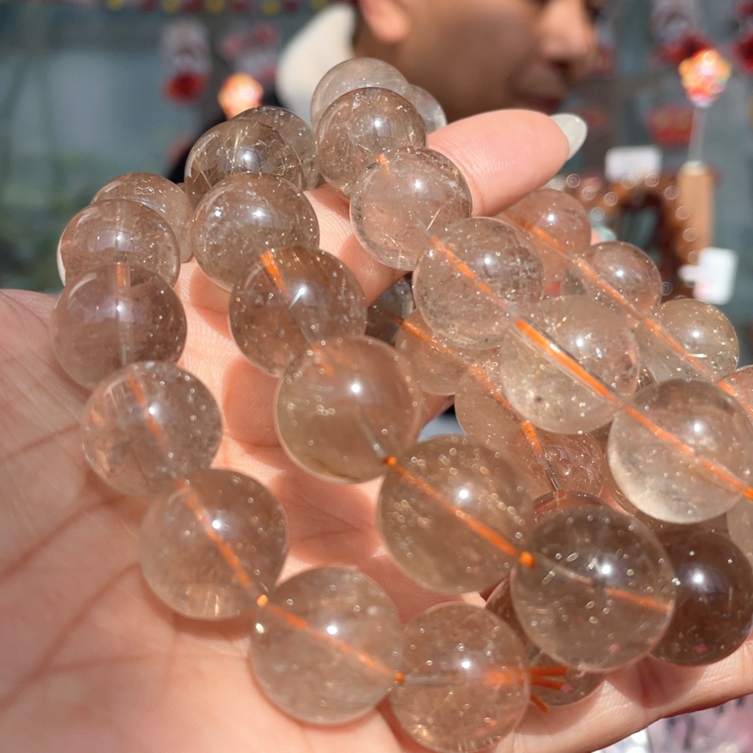 水晶手串未镶嵌14mm+金发晶手串多样性发其一