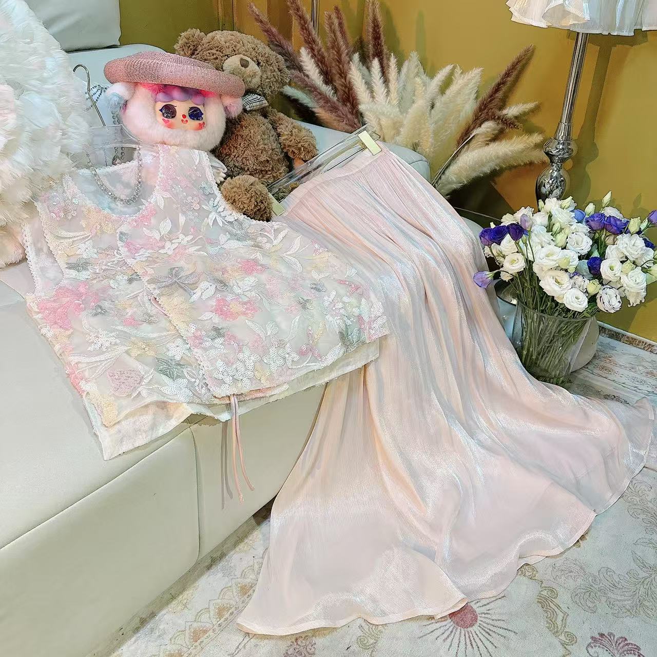 [崔]S0209 宽松显瘦蕾丝无袖法式勾花镂空蕾丝新中式小马甲