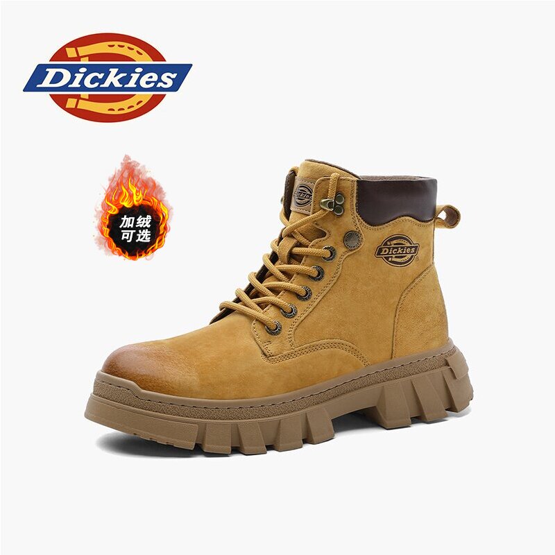 Dickies女鞋秋冬加绒保暖马丁靴百搭厚底靴子经典英伦工装大黄靴