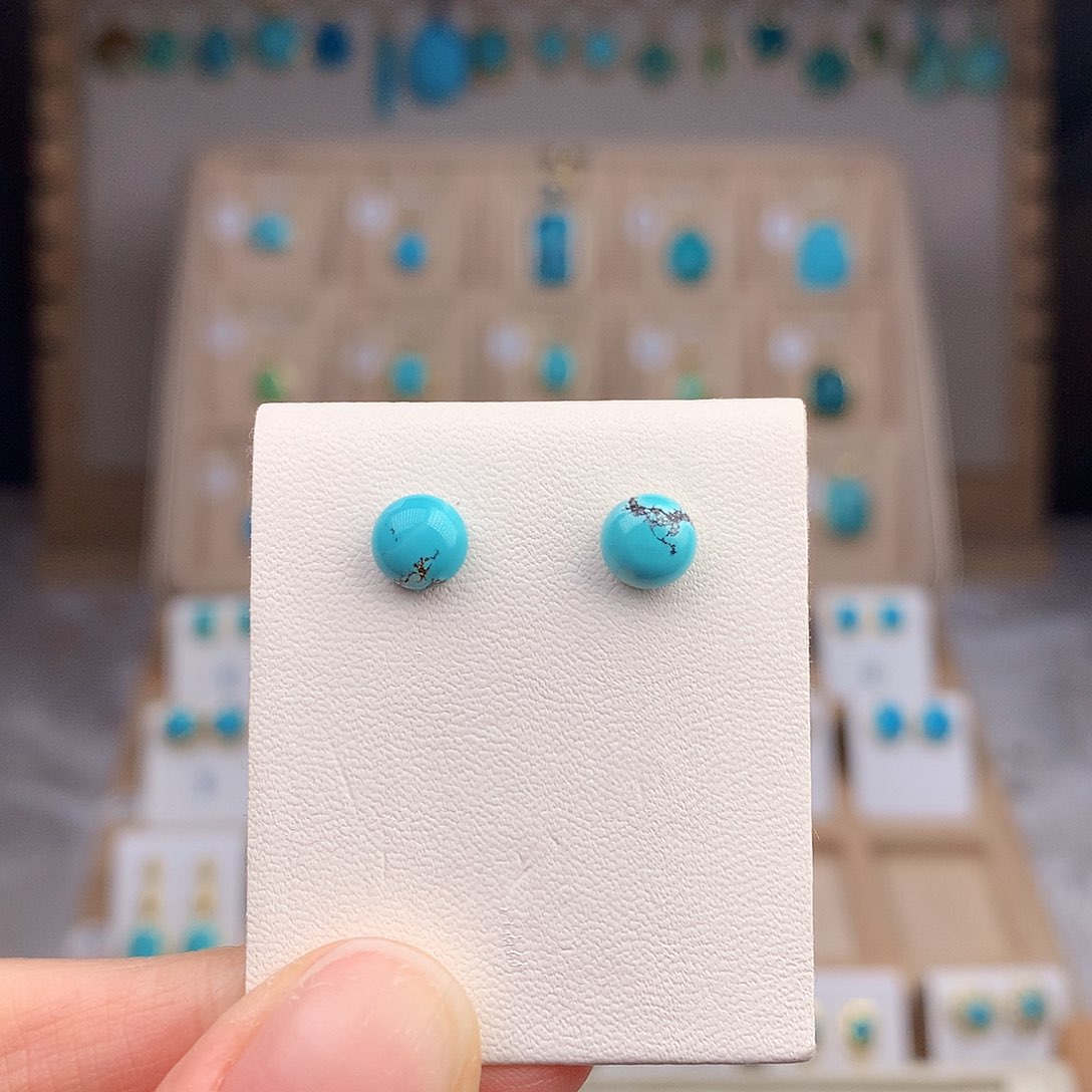 绿松石耳饰银S925镶嵌