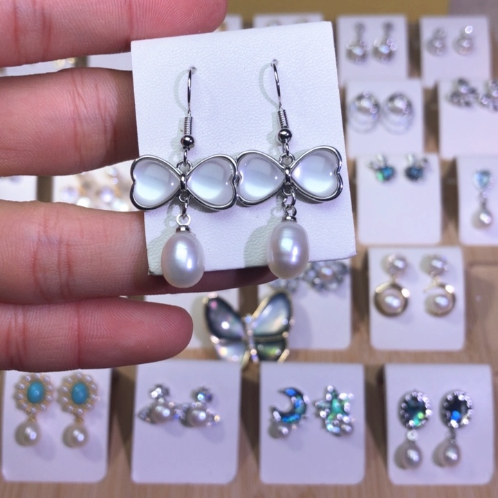 淡水珍珠耳饰银S925镶嵌