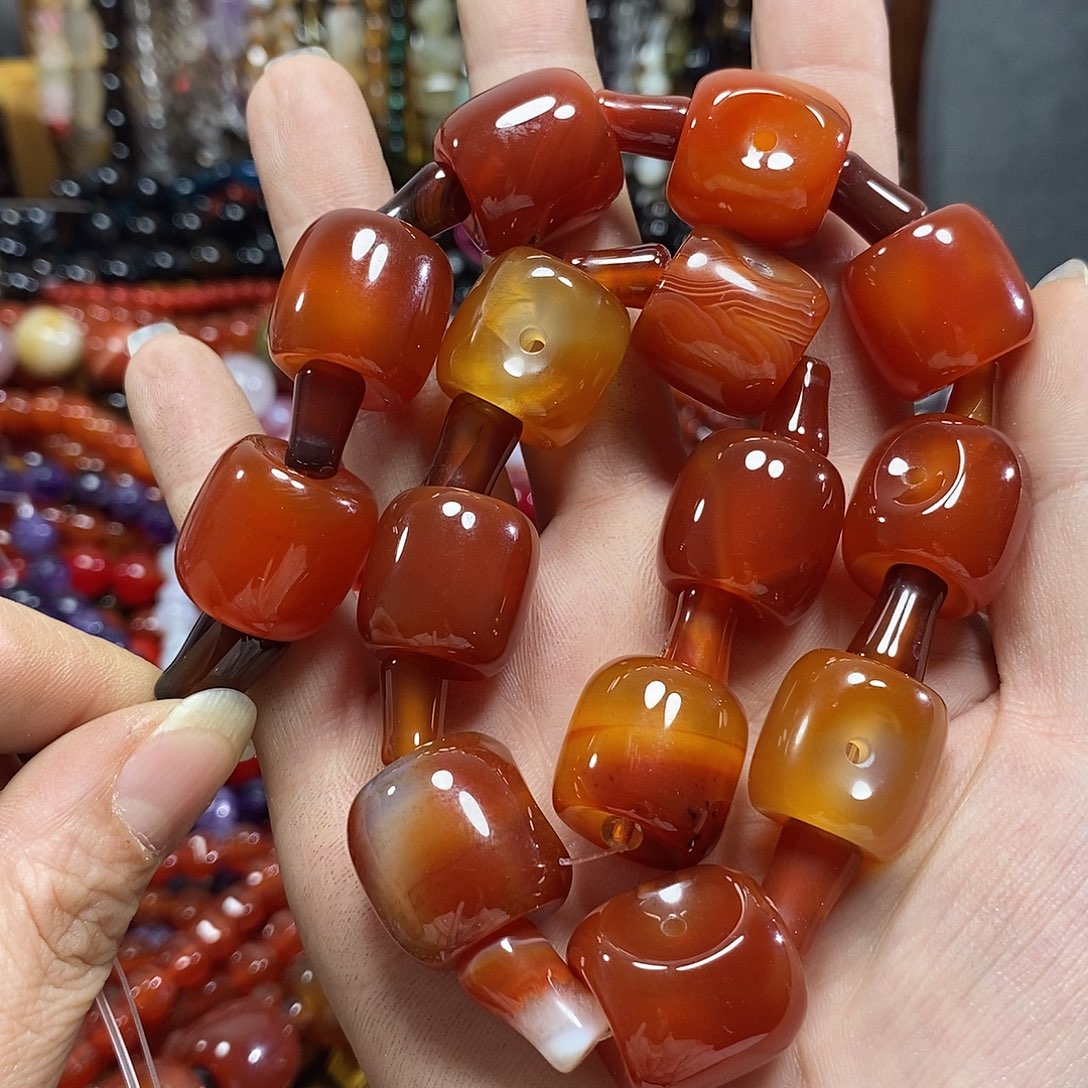 玛瑙/玉髓未镶嵌珠宝半成品玛瑙三通一条卡18mm