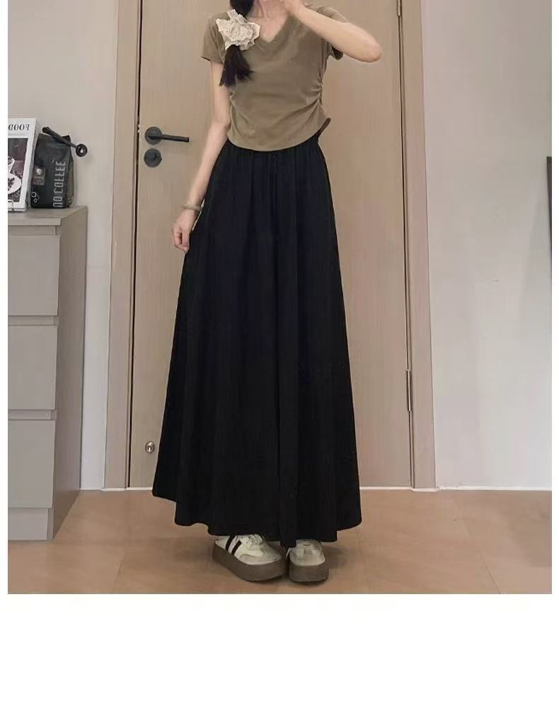 夏季薄款山本裙裤女休闲小个子2208慵懒风阔腿工装裤裙77