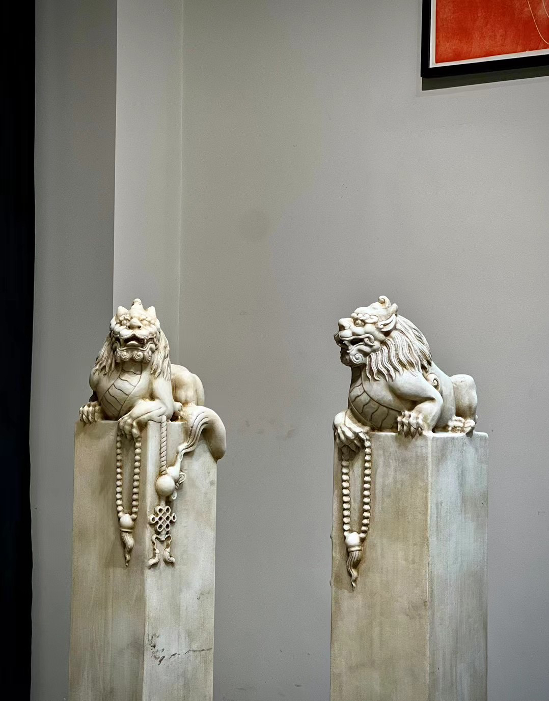 汉白玉工艺品石柱品相如图狮子中式动物摆设雕塑