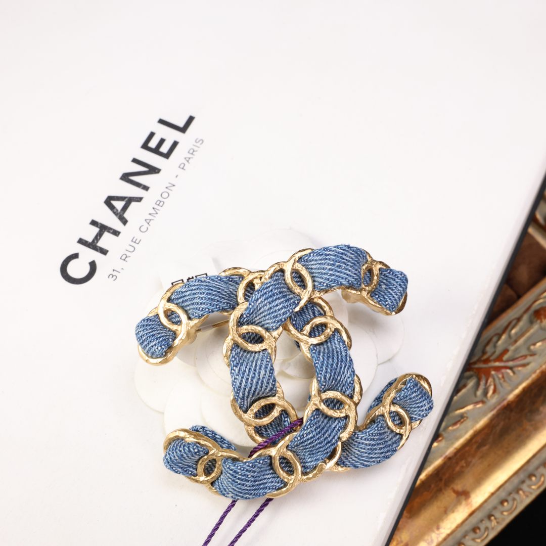 95新 Chanel/香奈儿 柚礼中古/香奈儿牛仔双c胸针NP511027