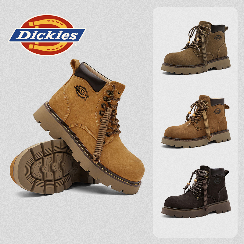 Dickies户外马丁靴男士真皮工装鞋秋冬英伦风防滑户外靴保暖
