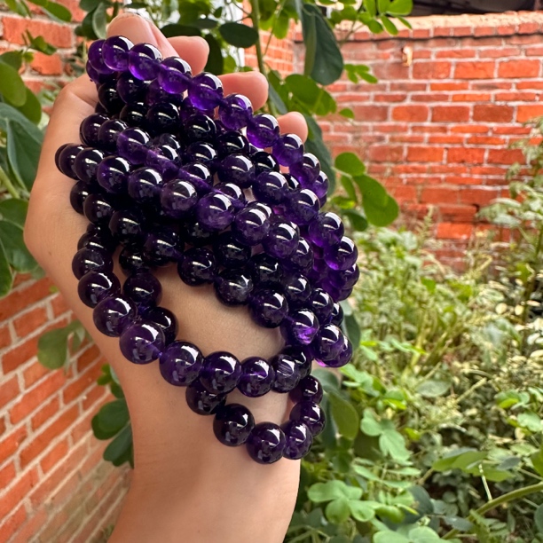 54233天然乌拉圭帝王紫水晶九紫圆珠单圈手链多样性发一