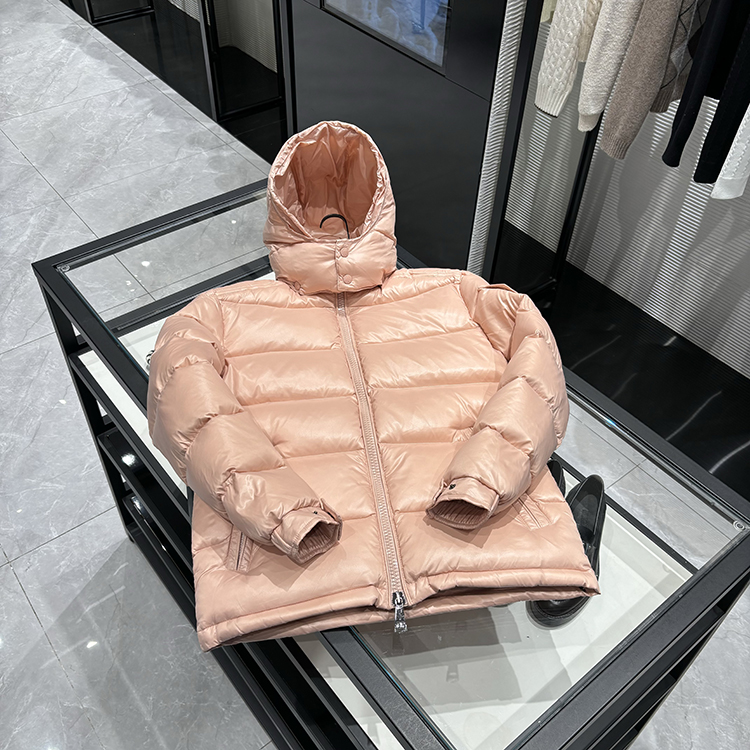 25年秋冬新款 时尚宽松斜拉链口袋连帽长袖四色亮面羽绒服-8818