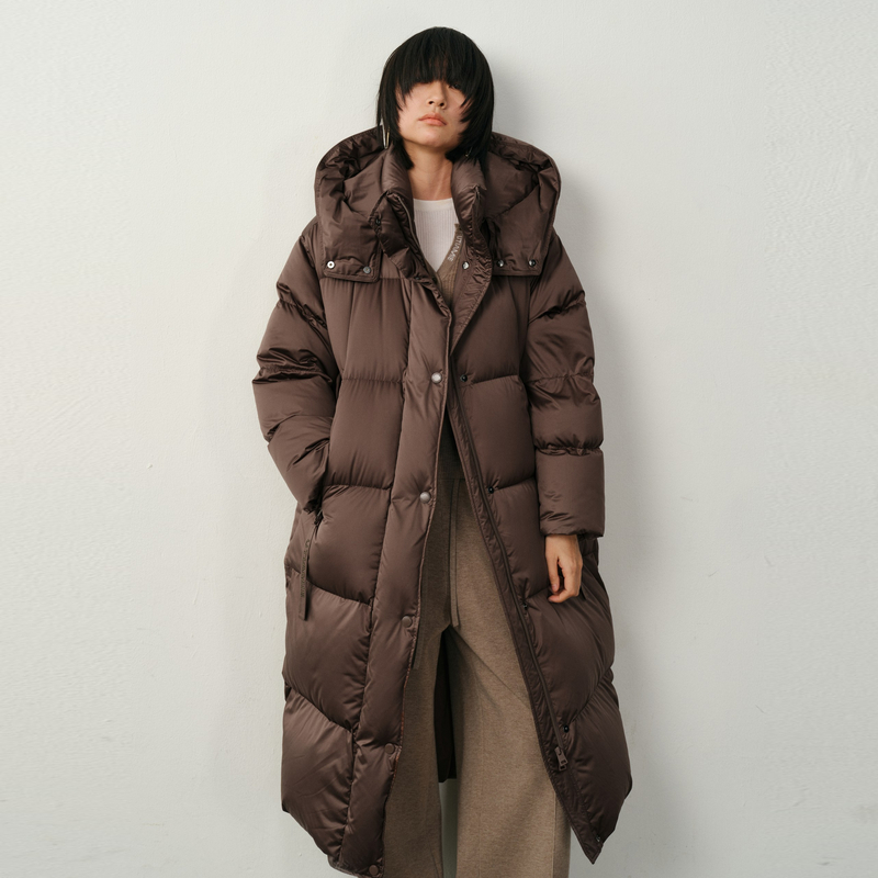 U/TI 可拆卸帽子梦幻咖保命系列美式高级感显瘦90绒子长款羽绒服