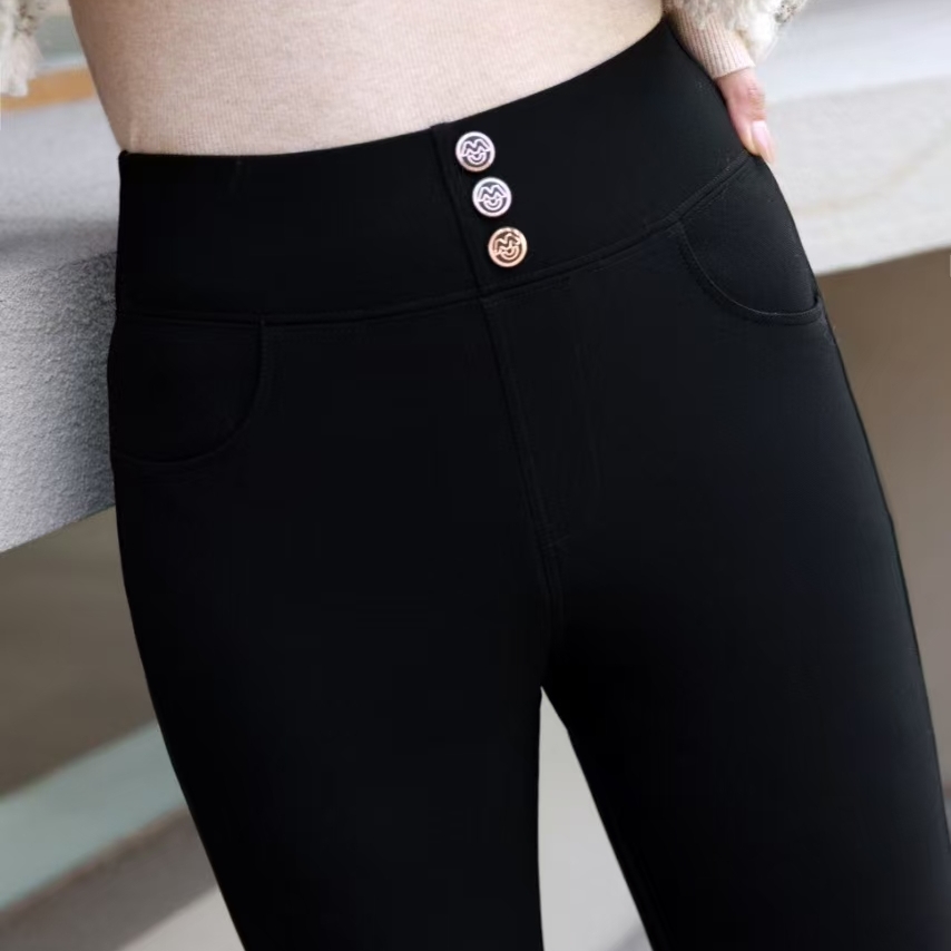 甜歪歪冬季小脚90鹅绒裤显瘦高大码腰百搭紧身黑色外穿加绒休闲