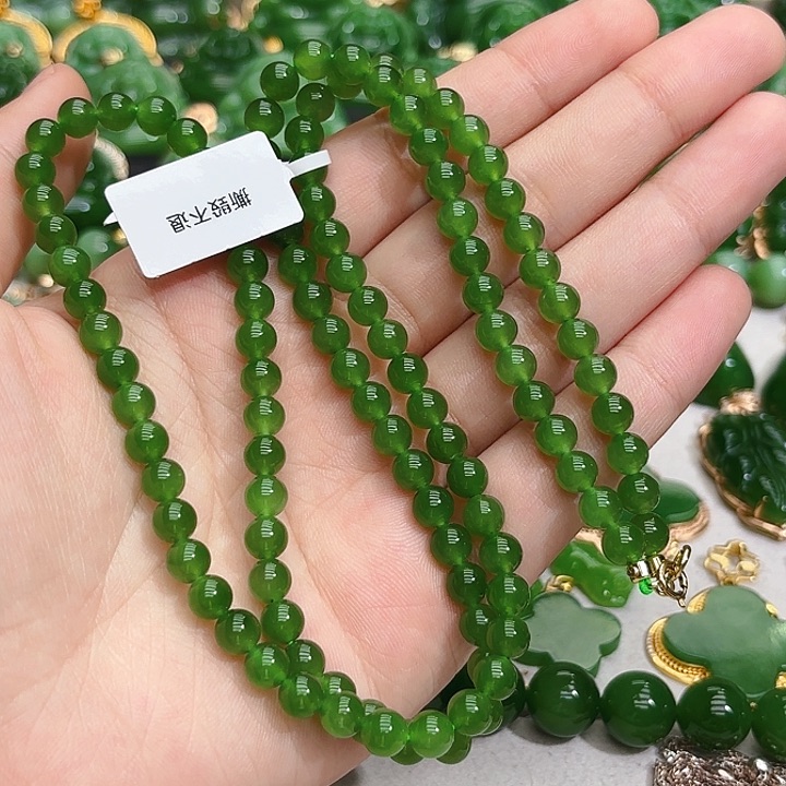 和田玉（碧玉）18K金镶嵌项链