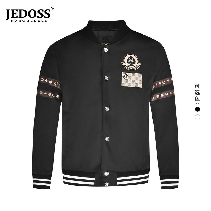 JEDOSS/爵迪斯2025秋冬新款时尚男士刺绣章仔保暖厚款夹棉夹克205