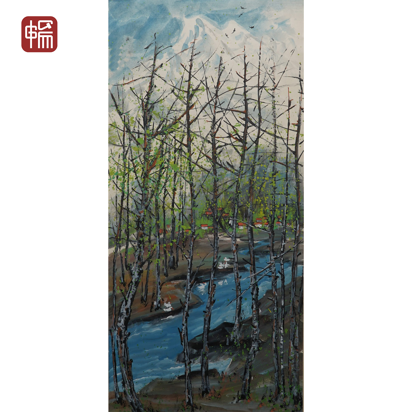 F1191 近现代《乡村》96*44（3.8） 纸本立轴   FL