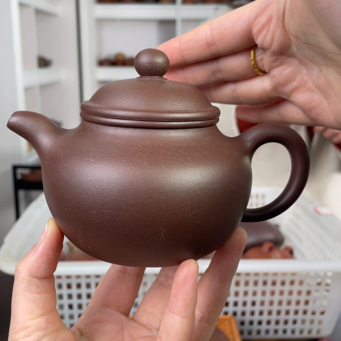 紫砂茶壶紫泥古莲子350cc