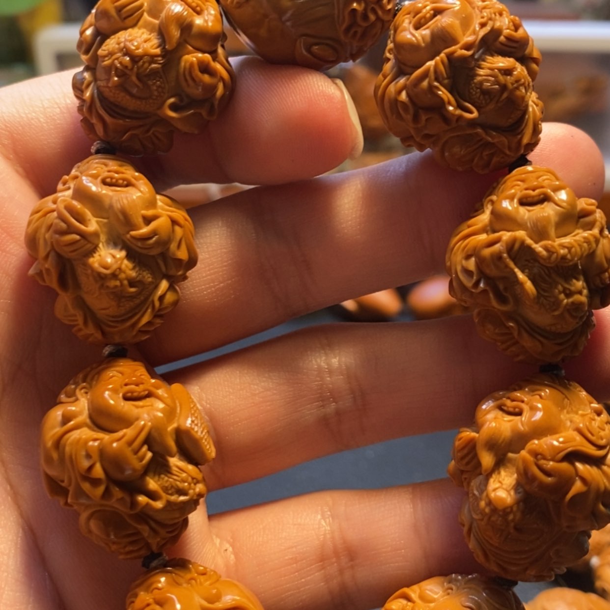 【闪购商品】橄榄核手串/手链苏工名家高货水晶核官帽八宝龙袍财神